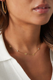 Ketting Hart & Diamant Bedels Goud