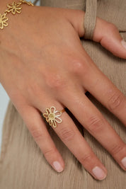 Ring Happy Flower Girl Goud