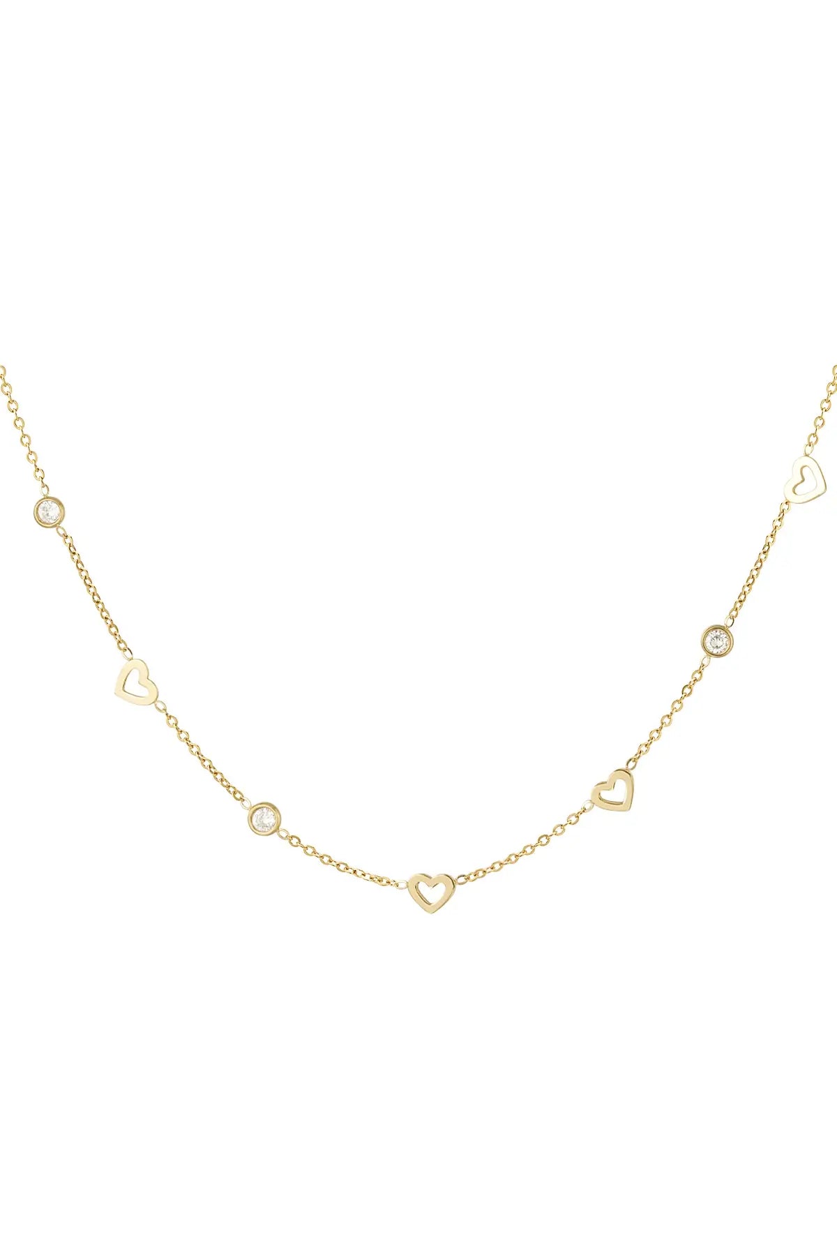 Ketting Hart & Diamant Bedels Goud