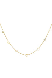 Ketting Hart & Diamant Bedels Goud