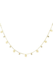 Ketting Klavertjes + Diamanten Goud