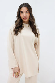 Oversized Lange Mouwen Top Beige