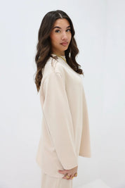 Oversized Lange Mouwen Top Beige