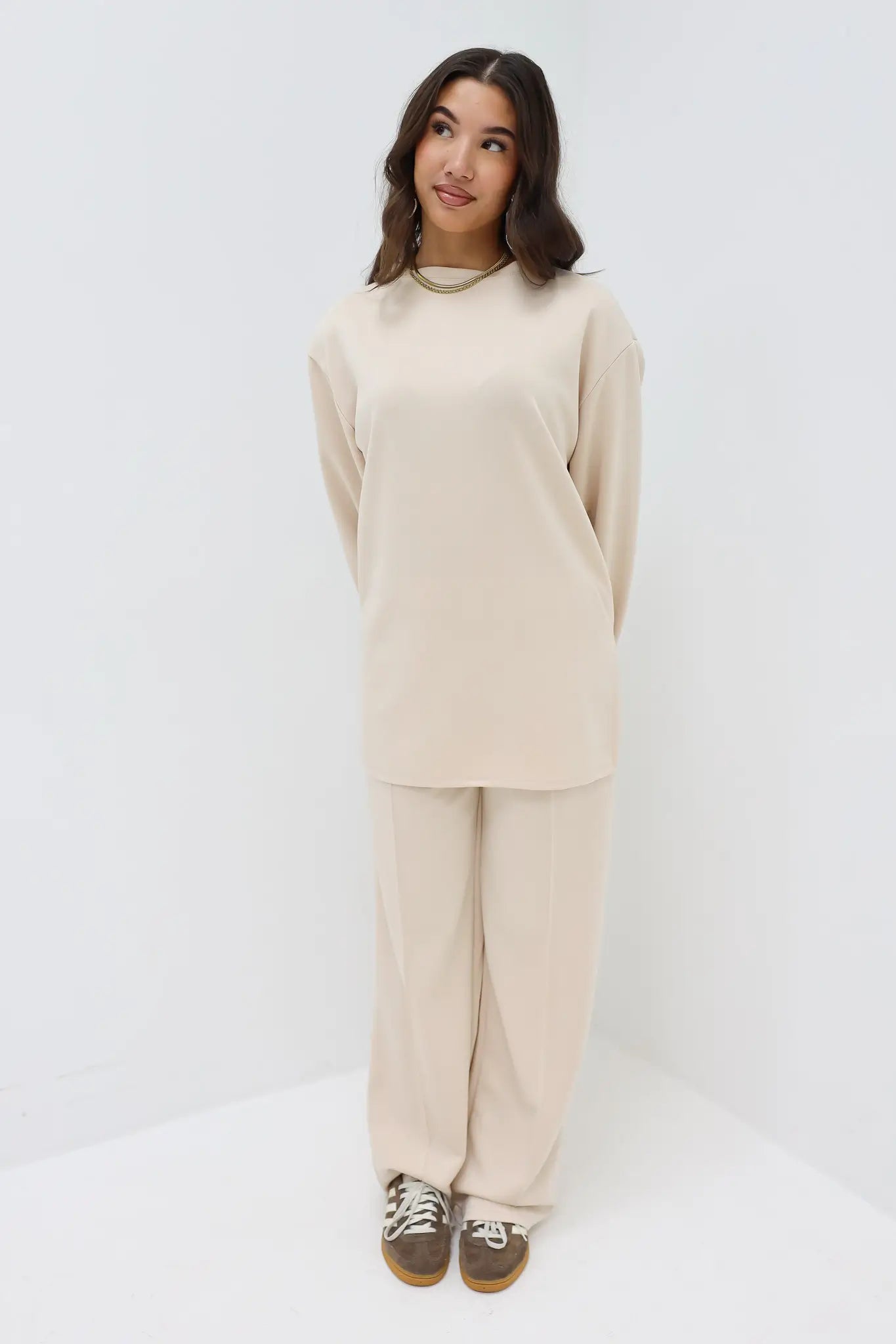 Oversized Lange Mouwen Top Beige