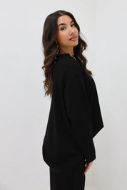 Oversized Lange Mouwen Top Zwart