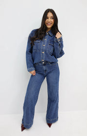 Denim Blouse Donker Blauw