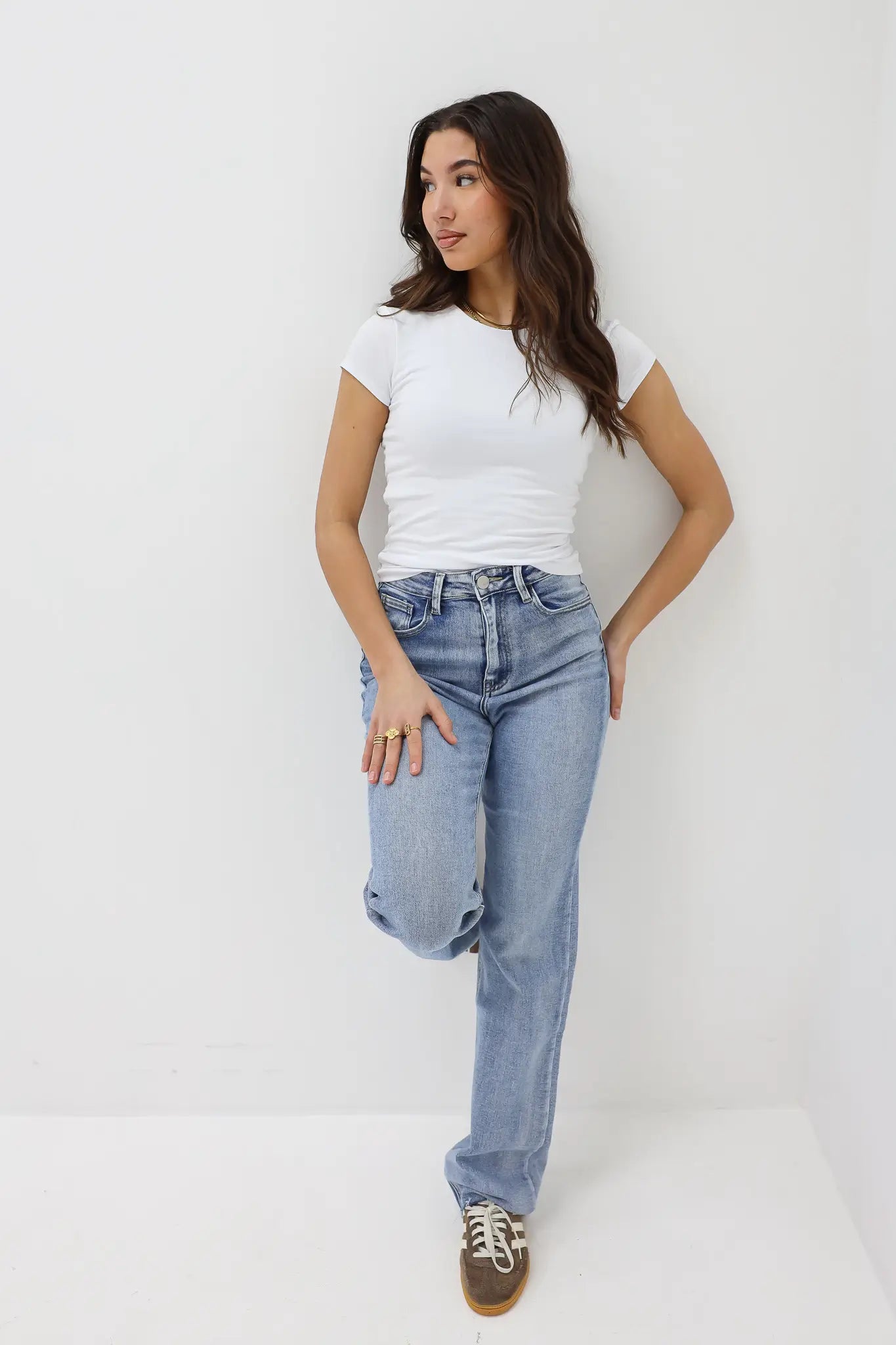 Wide Leg Stretch Jeans Blauw 2698