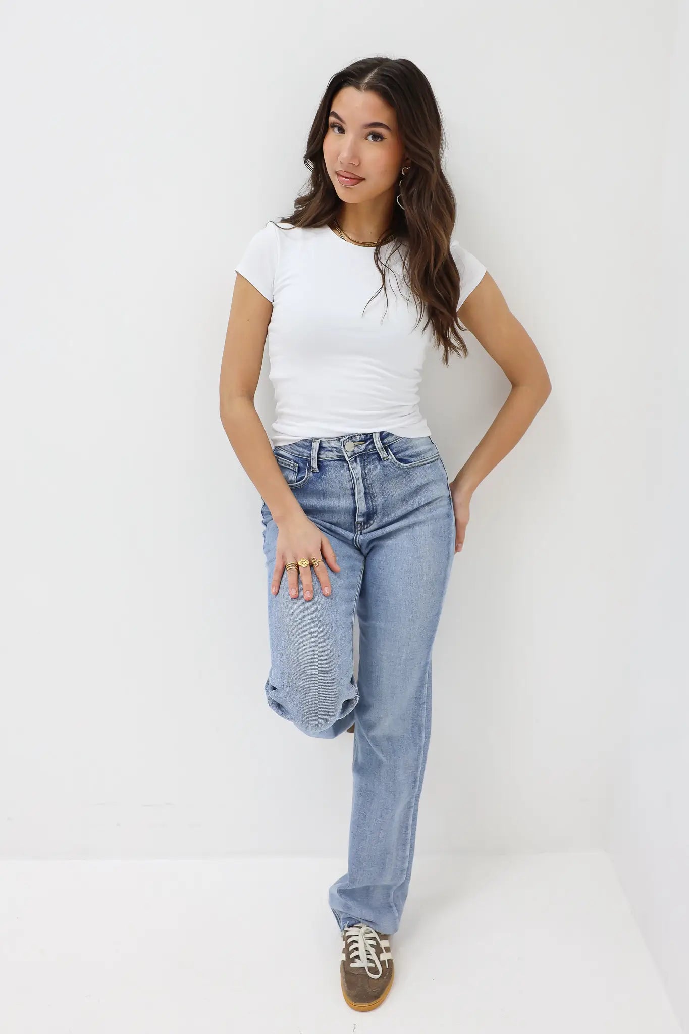 Wide Leg Stretch Jeans Blauw 2698