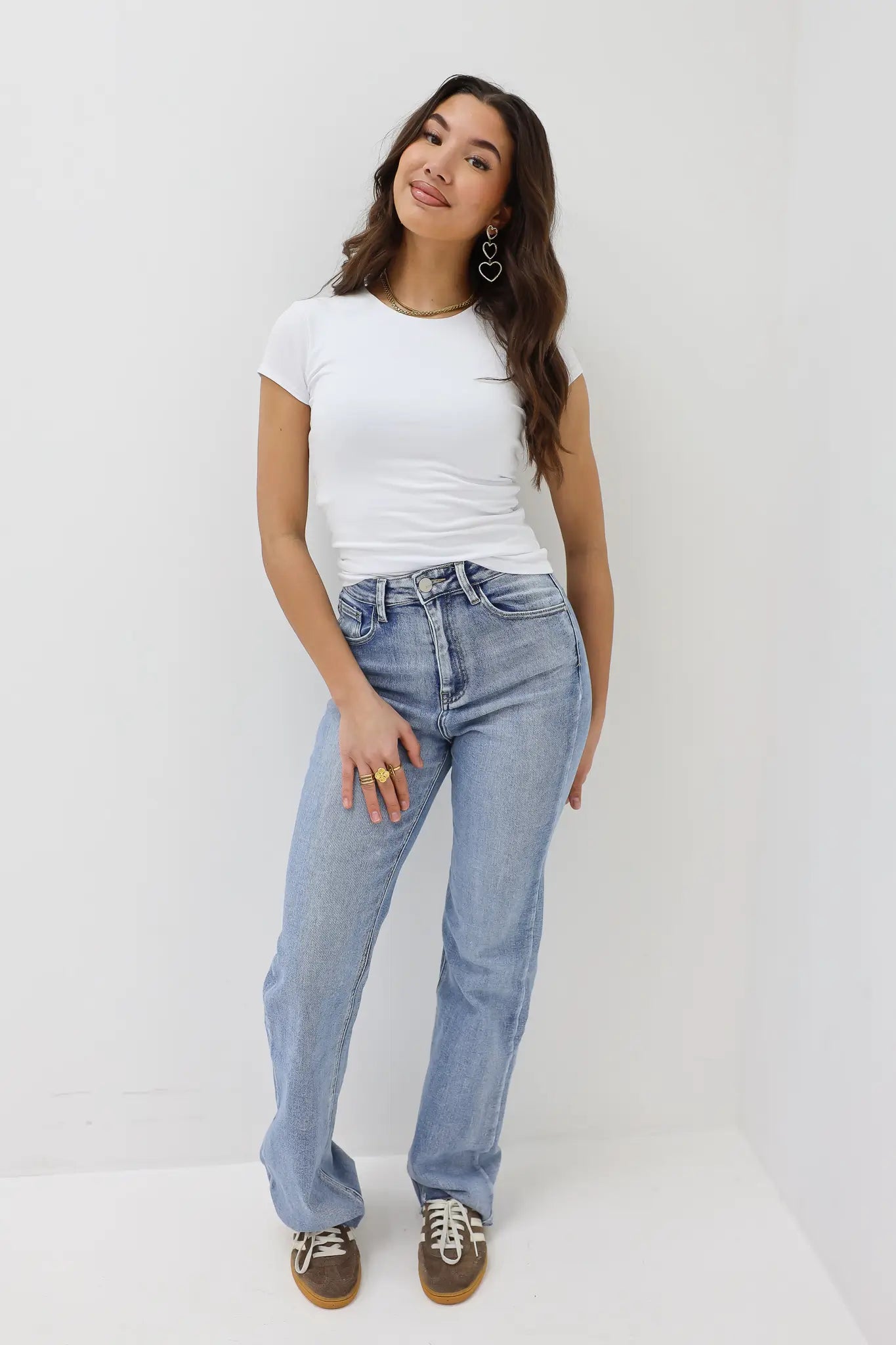 Wide Leg Stretch Jeans Blauw 2698