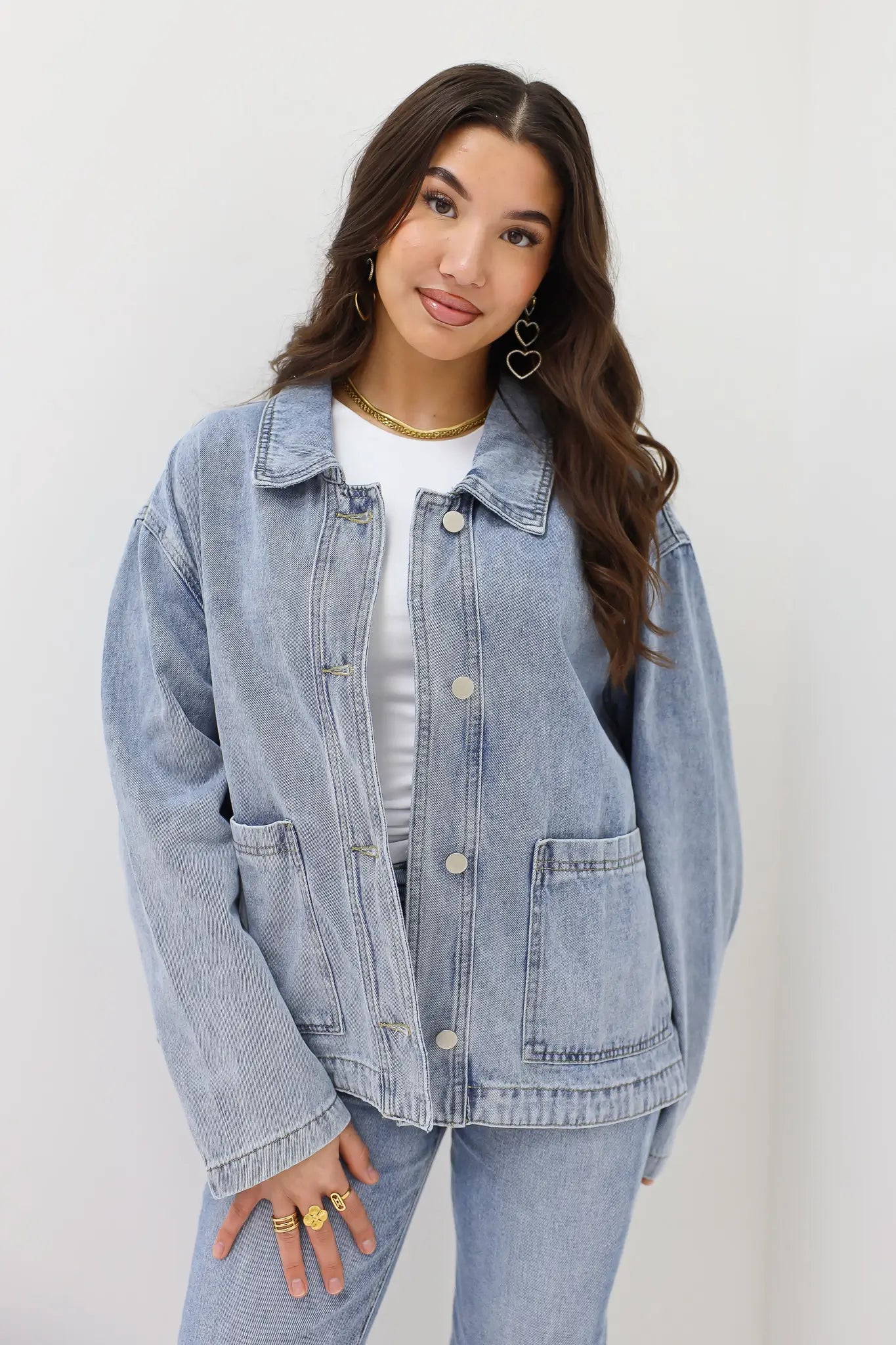 Denim Blouse Zakken Blauw