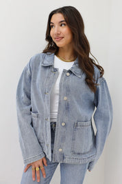 Denim Blouse Zakken Blauw