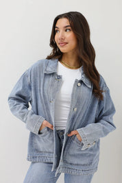 Denim Blouse Zakken Blauw