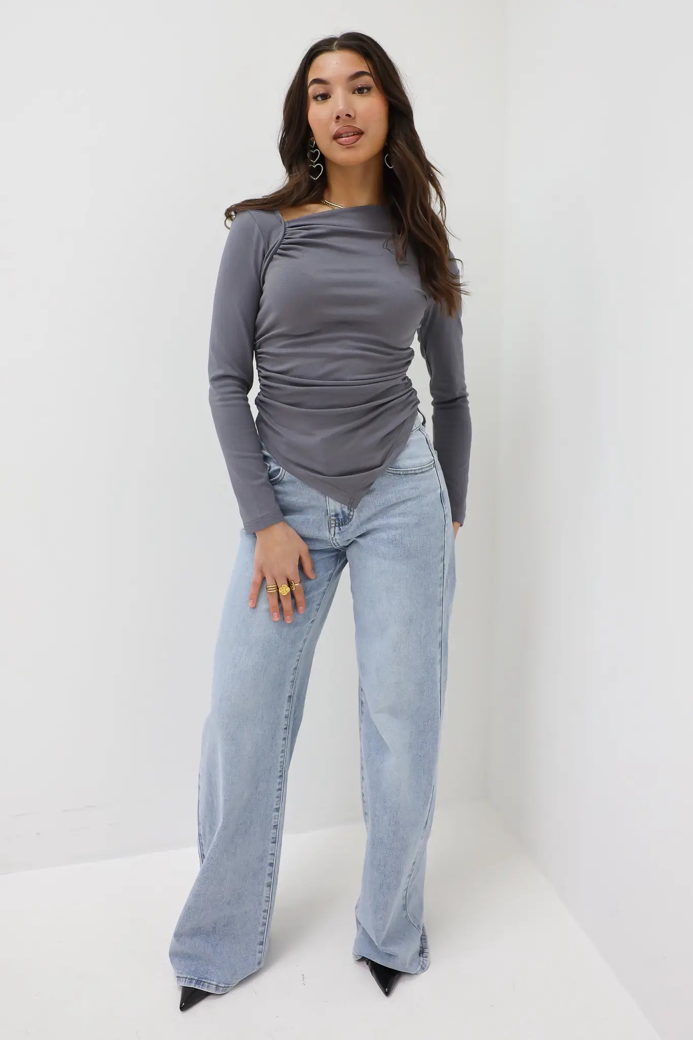 Extra Tall Mid Waist Jeans Blauw 8558-3