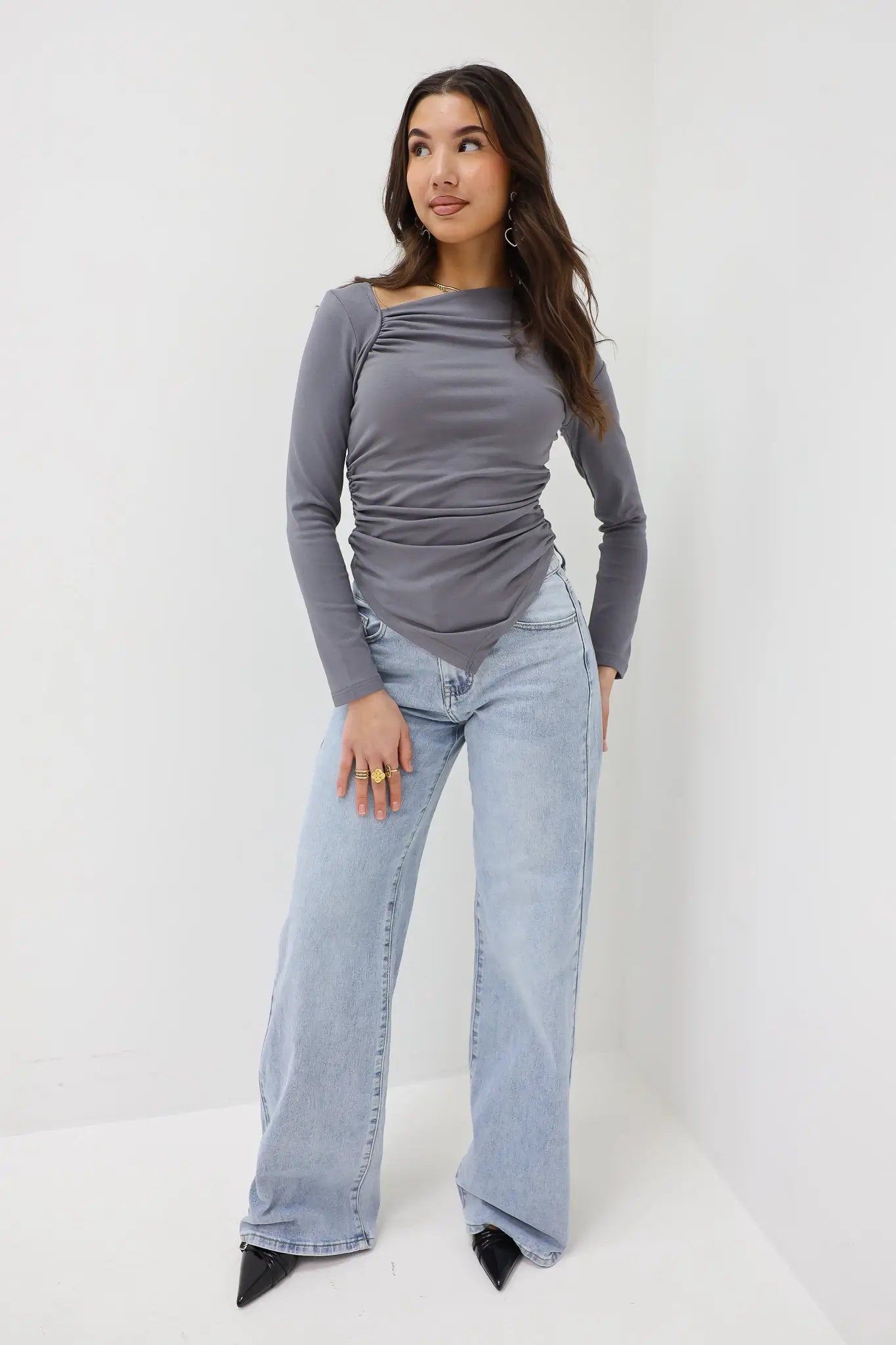 Extra Tall Mid Waist Jeans Blauw 8558-3