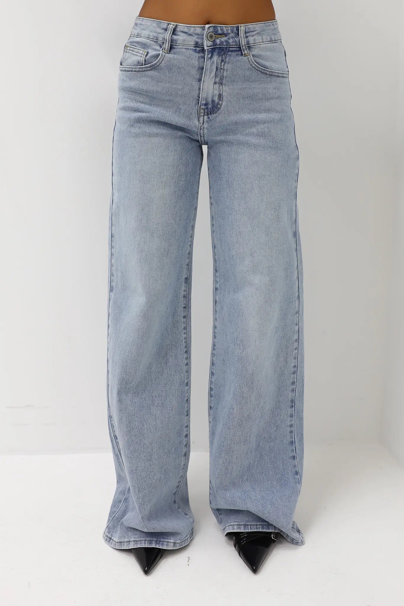 Extra Tall Mid Waist Jeans Blauw 8558-3