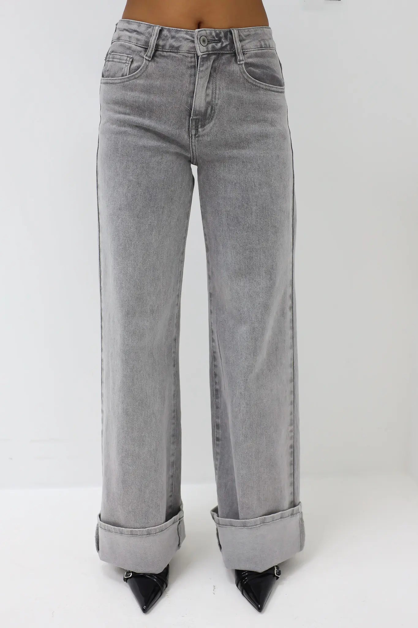 Extra Tall Mid Waist Jeans Grijs 8558-2