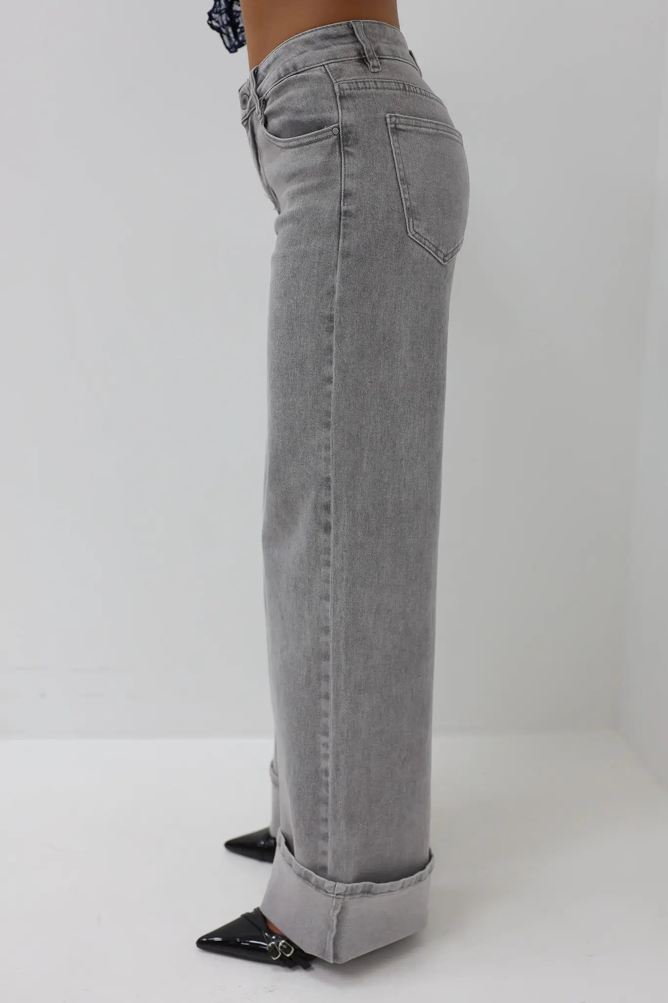 Extra Tall Mid Waist Jeans Grijs 8558-2