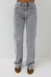 Straight Leg Mid Waist Jeans Grijs 9039