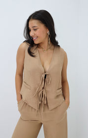 Gilet Viscose Camel