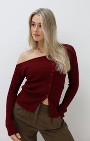 Asymmetrische Knoop Top Bordeaux