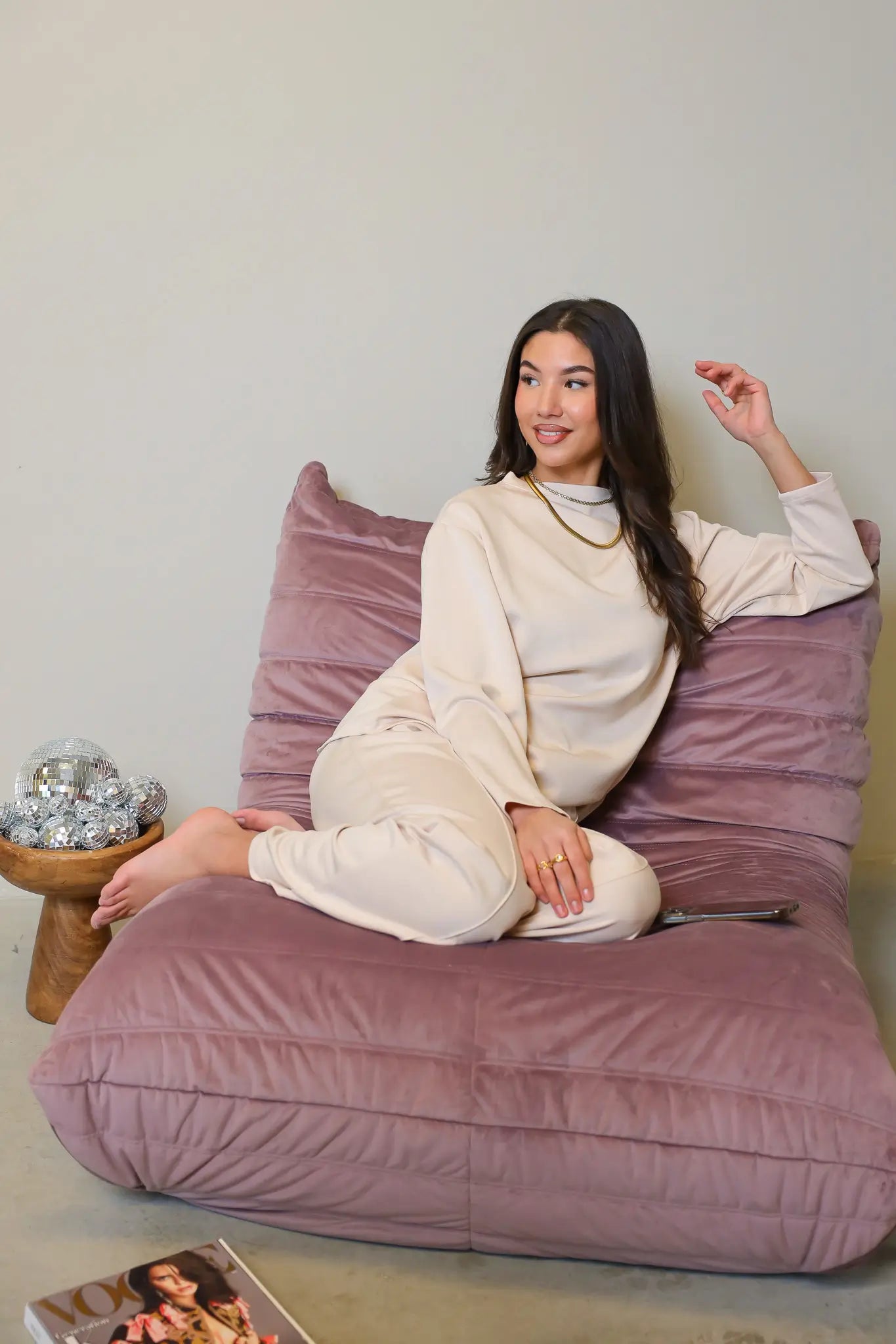 Oversized Lange Mouwen Top Beige