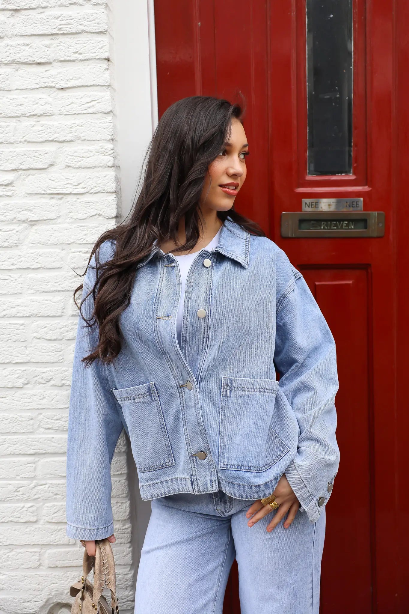 Denim Blouse Zakken Blauw