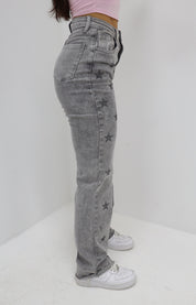 Straight Stretch Stars Jeans Grijs