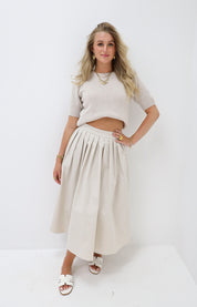 Midi Plooi Rok Beige