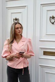 Korte Blazer Pofmouwen Roze