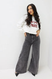 Extra Wide Leg Stretch Jeans Grijs