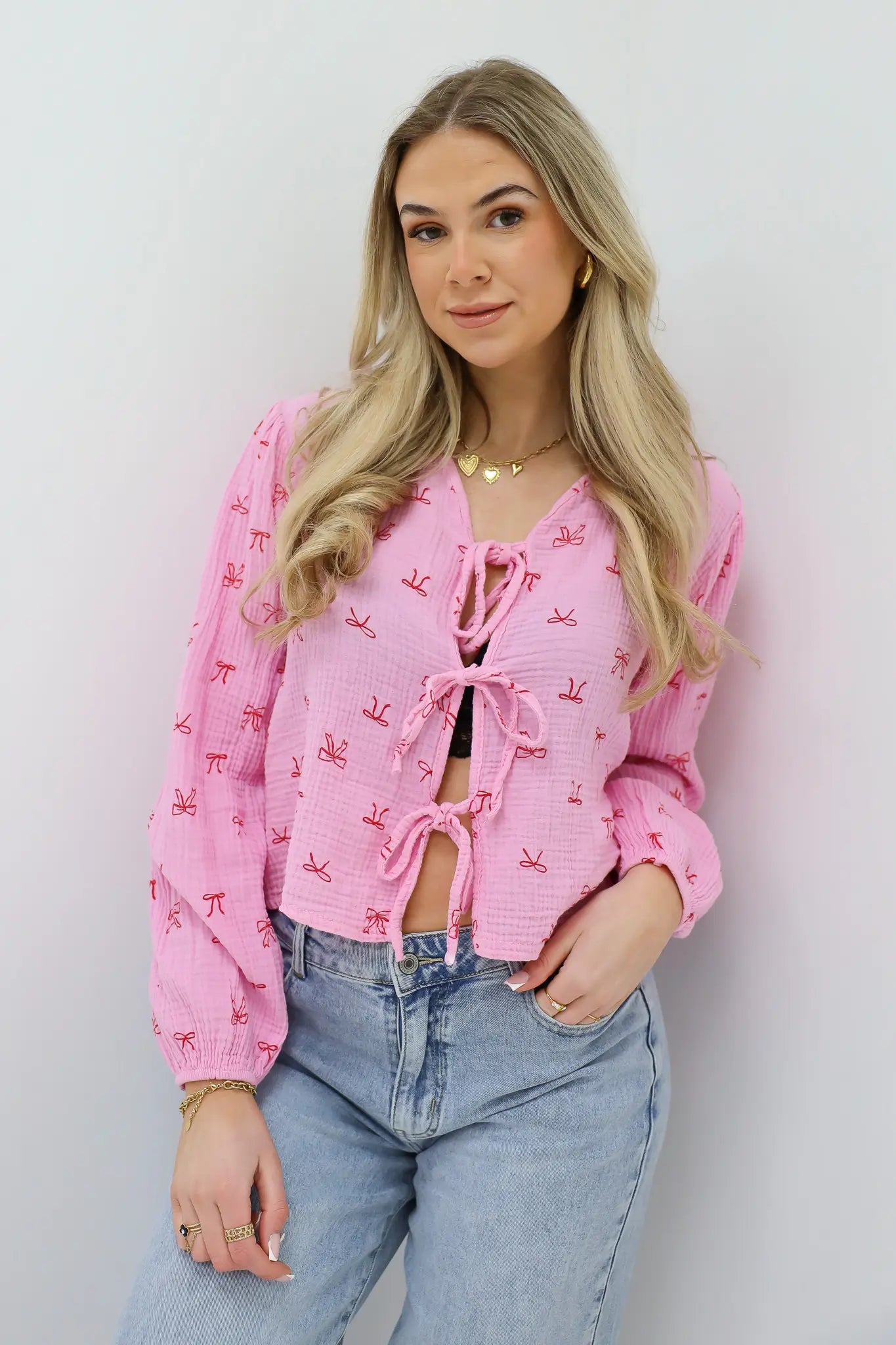 Strikjes Blouse Roze/Rood