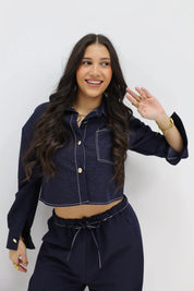 Denim Look Korte Blouse