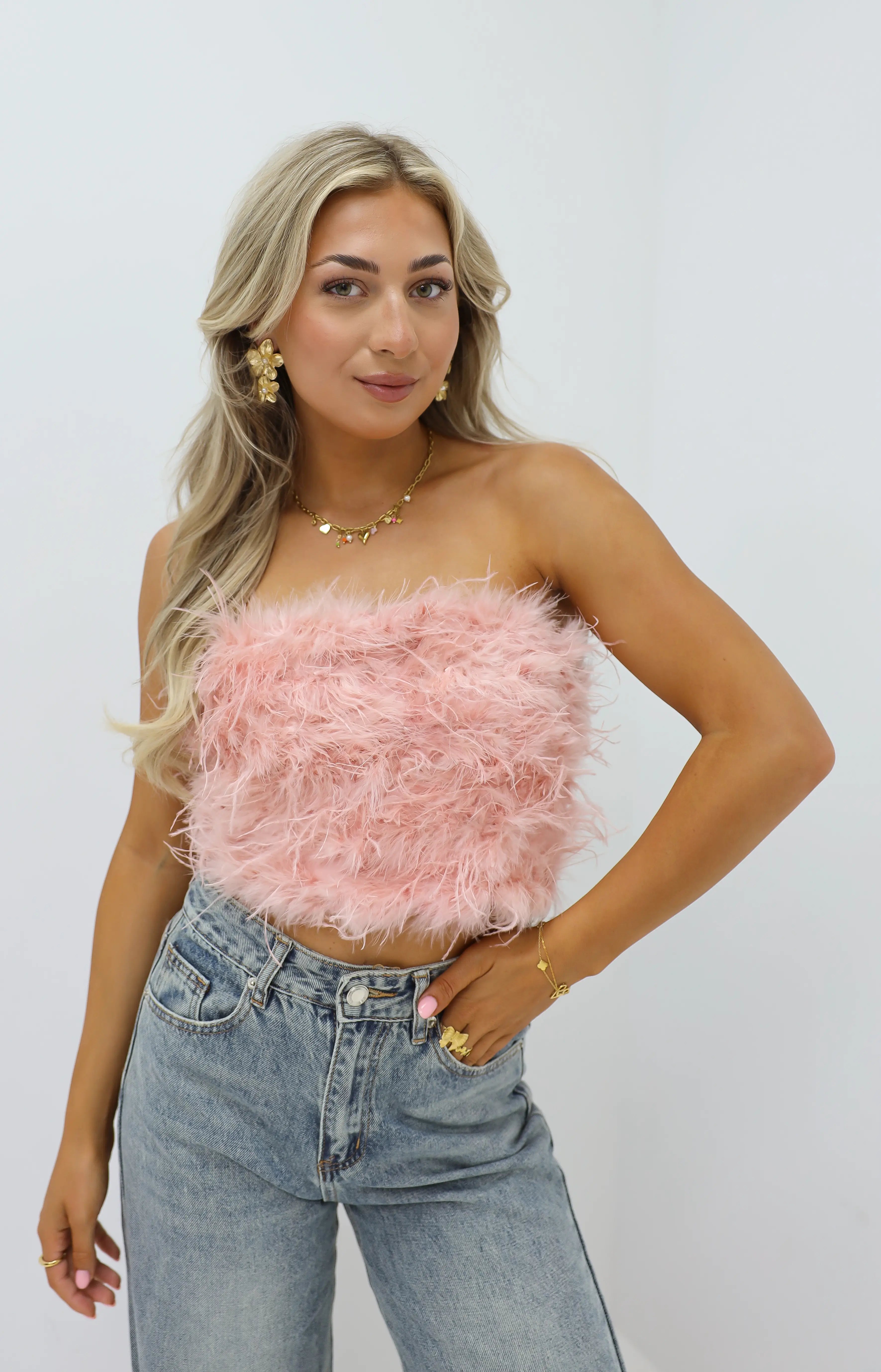 Fluffy Veren Top Roze