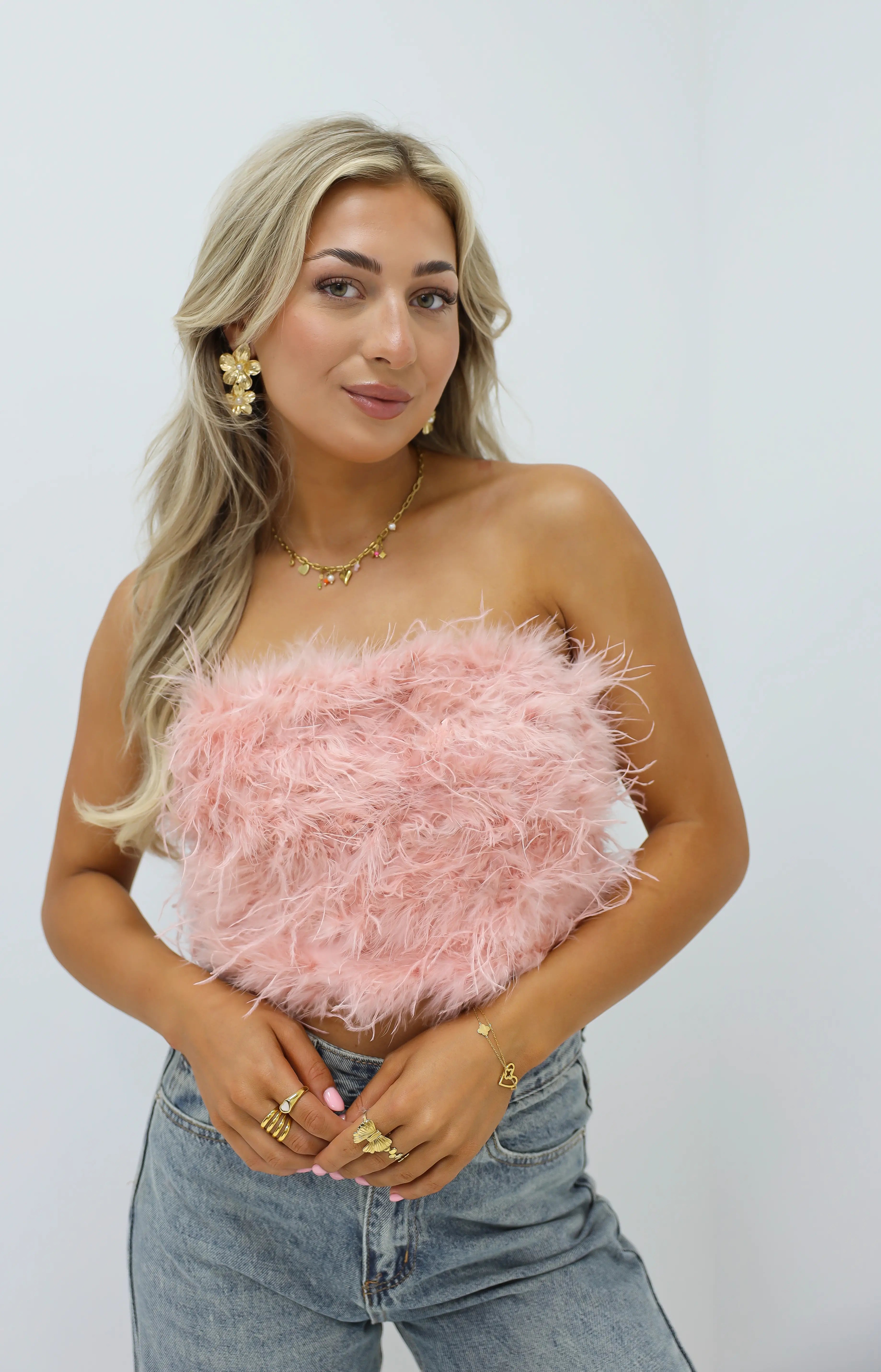 Fluffy Veren Top Roze