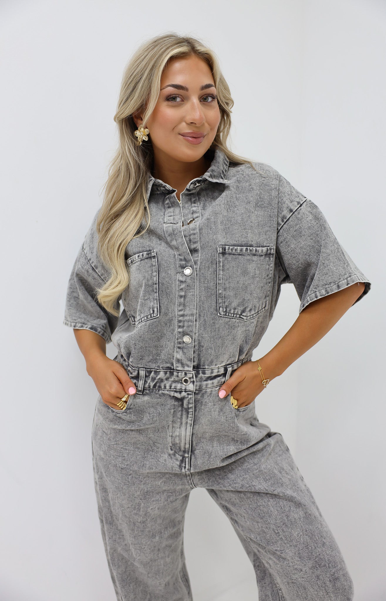 Denim Jumpsuit Grijs