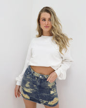 Distressed Jeans Rok Blauw