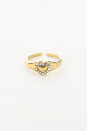 Ring Strass Hartje Goud