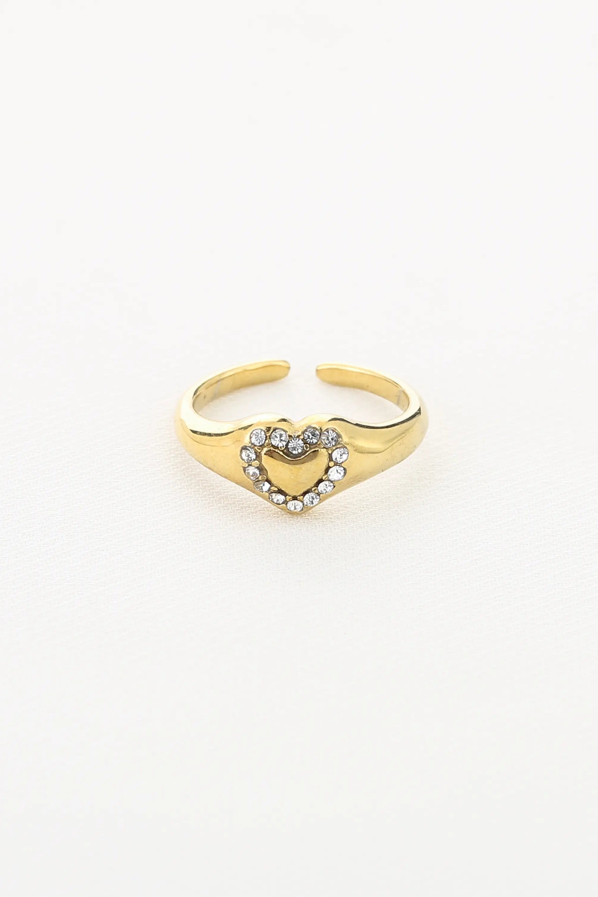 Ring Strass Hartje Goud